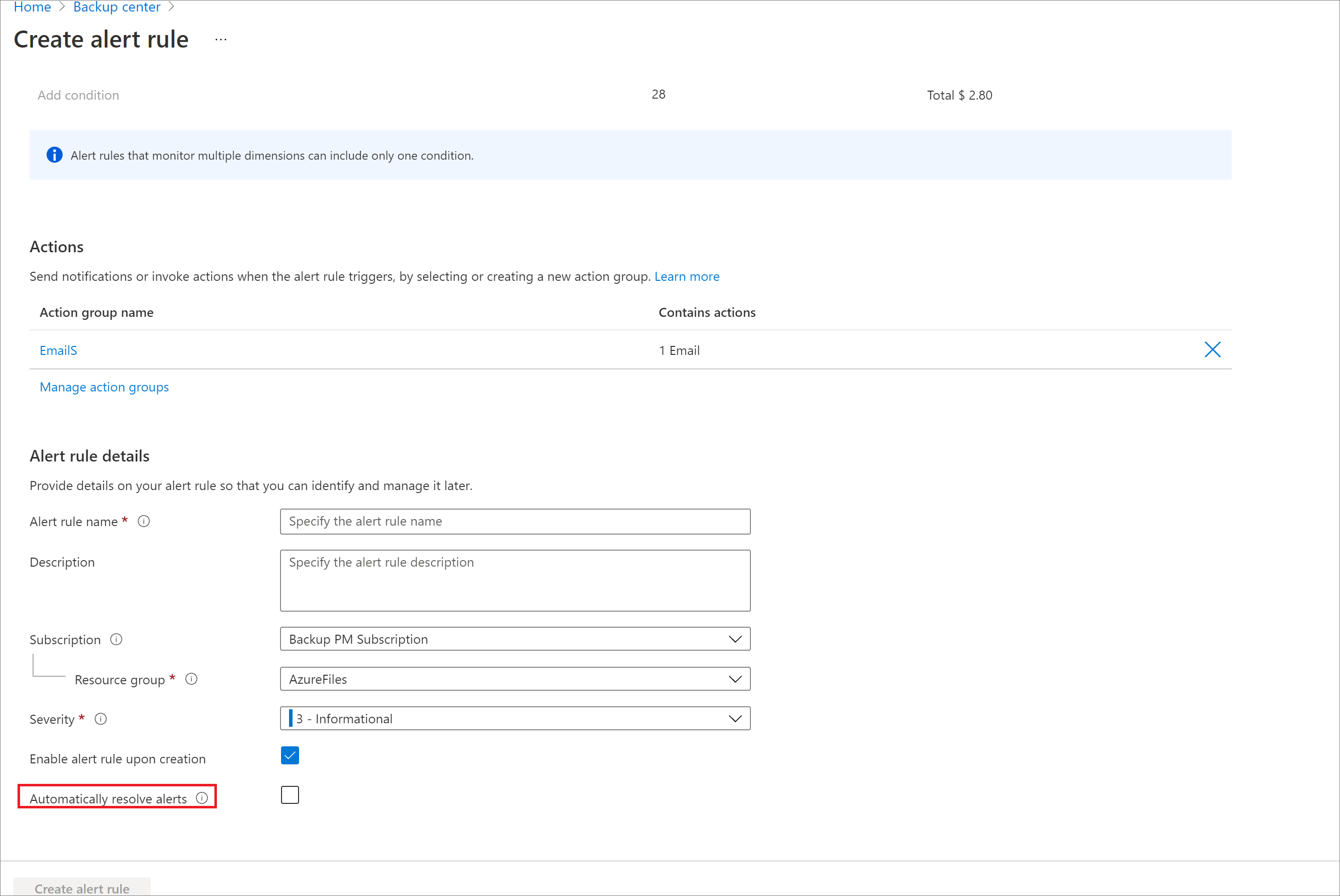 Captura de pantalla que muestra el proceso para configurar el comportamiento de resolución automática.