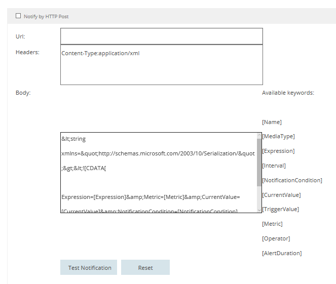 Formulario de notificación de HTTP Post