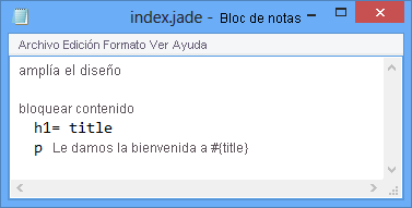 El contenido del archivo index.jade.