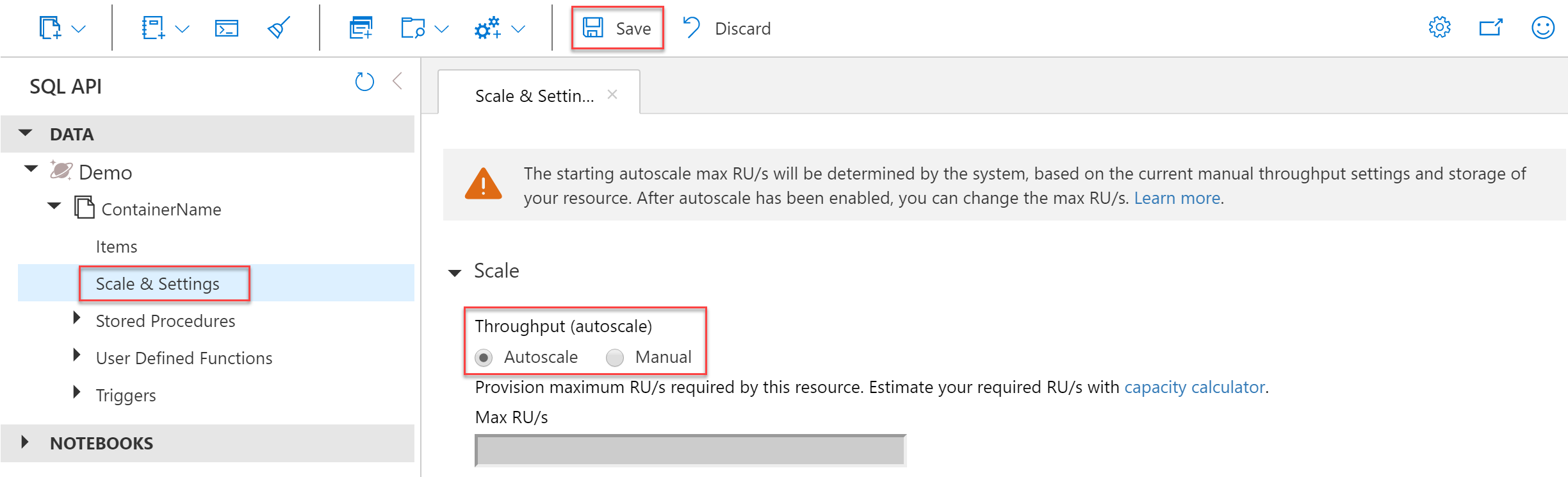 Habilitación de la escalabilidad automática en un contenedor existente