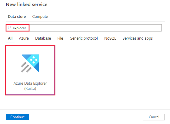 Captura de pantalla del conector de Azure Data Explorer (Kusto).