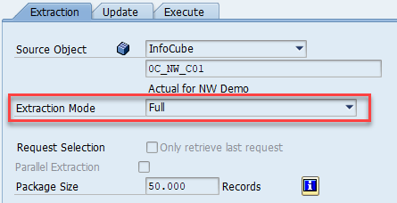 Crear cuadro de diálogo SAP BW OHD configurado para extracción "Full"