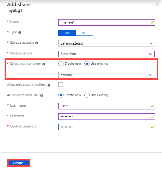 Configuración del recurso compartido