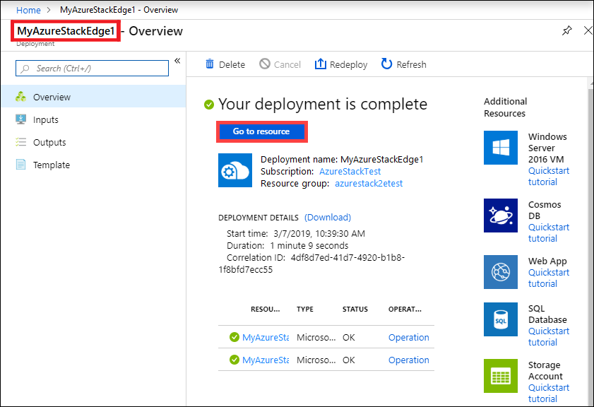 Ir al recurso de Azure Stack Edge