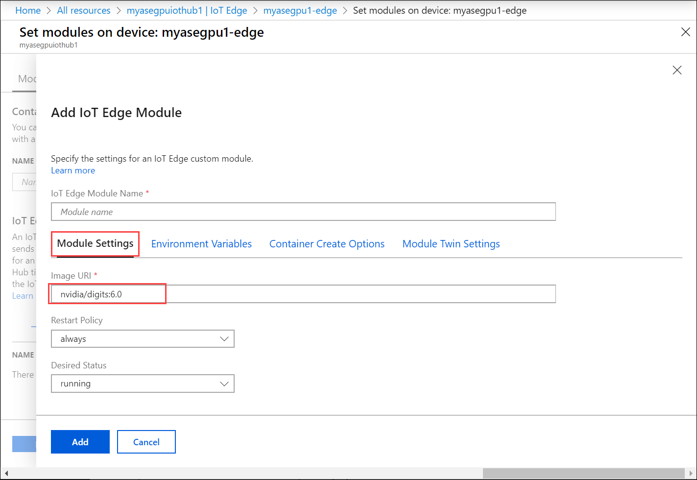 Configuración del módulo para usar la GPU 10