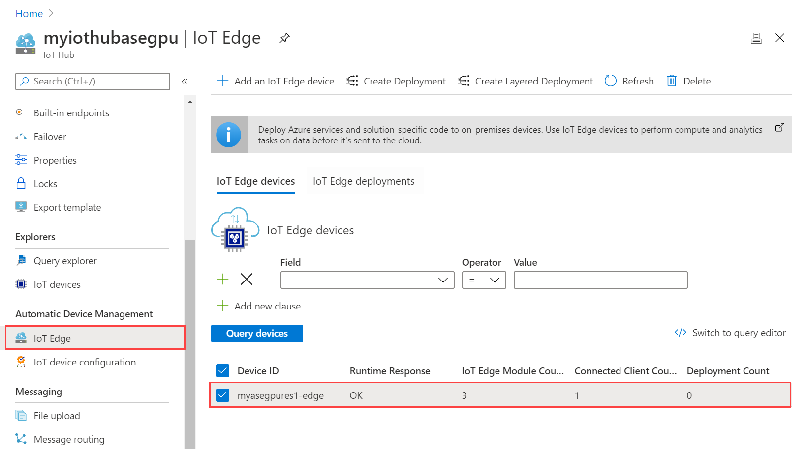 Selección de un dispositivo IoT Edge