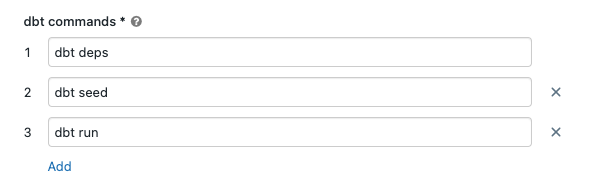 Configuración de los comandos de dbt