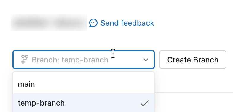 Cambio de cuadro de diálogo de Git a otra rama