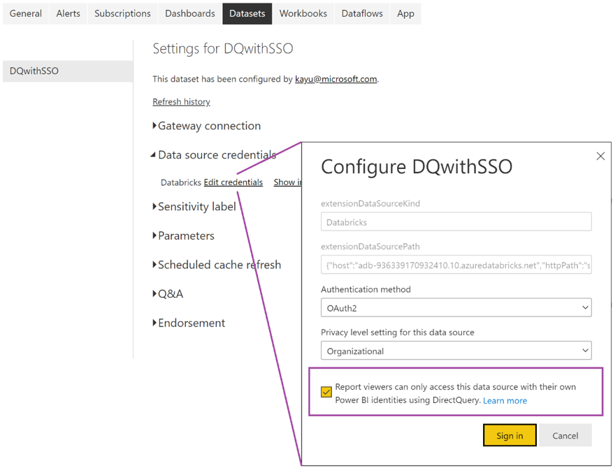 Habilitación del inicio de sesión único para acceso de datos de Databricks