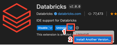 Instalación de otra versión de la extensión