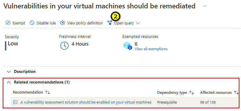 Captura de pantalla de la recomendación para resolver las vulnerabilidades detectadas.