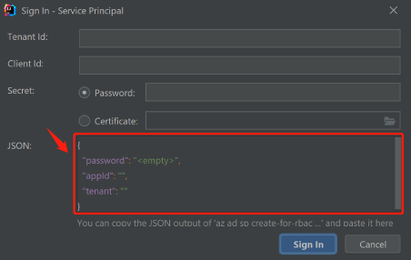 The JSON Panel window with paste information.