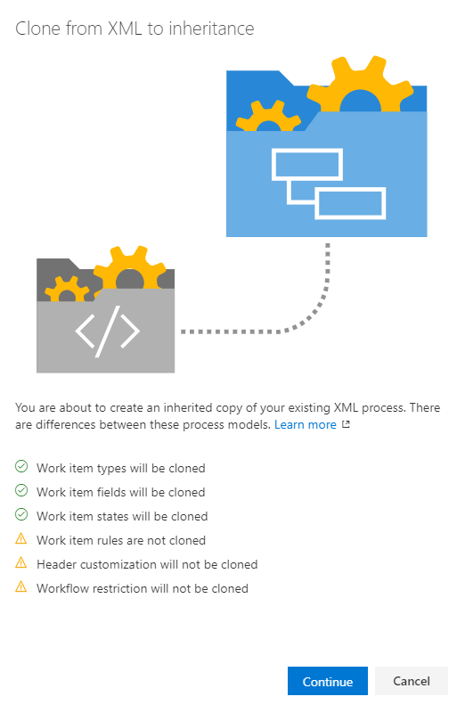 Clonación de XML a información del cuadro de diálogo de herencia