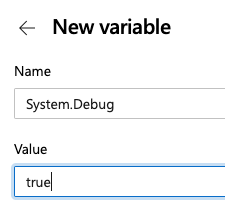 Establecimiento de Set System.Debug en true