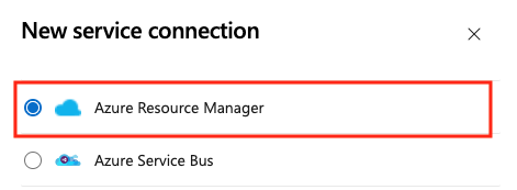 Captura de pantalla que muestra cómo seleccionar Azure Resource Manager.