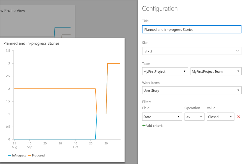 Vista de configuración con vista previa del widget