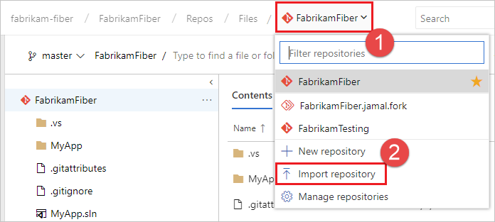 Opción Importar repositorio