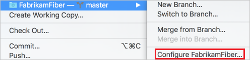 Configuración de las opciones del proyecto de Git de Xcode