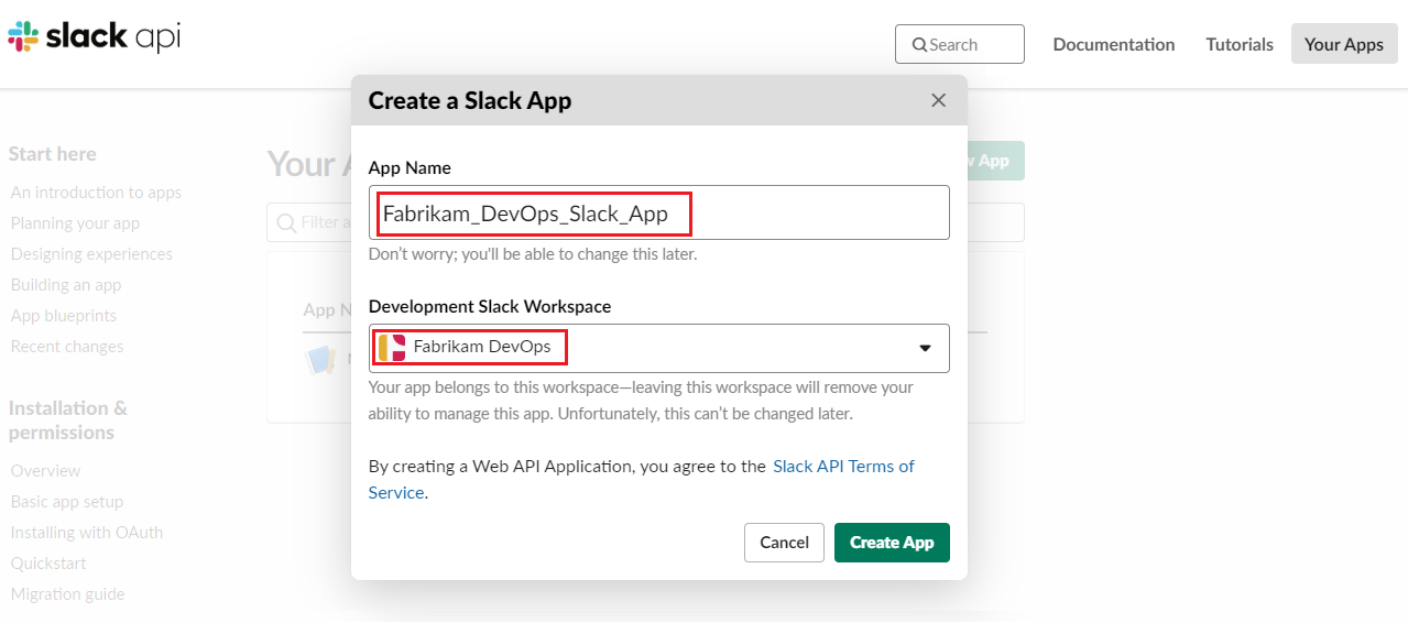 Creación de una aplicación slack