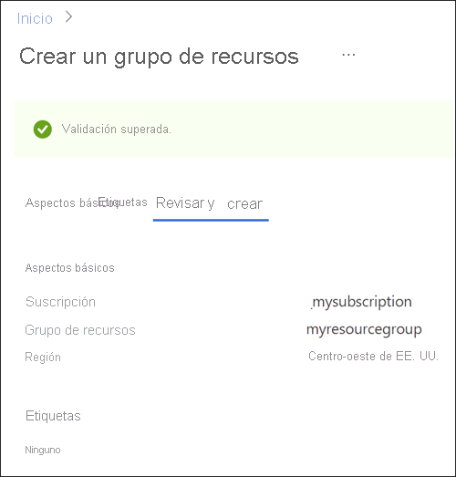 Creación del grupo de recursos