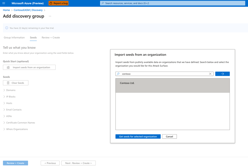 Captura de pantalla del panel Importar inicializaciones desde un panel de organización para configurar la detección automatizada.