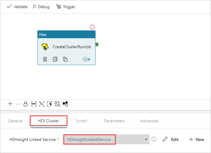 Provide HDInsight cluster details for the pipeline.