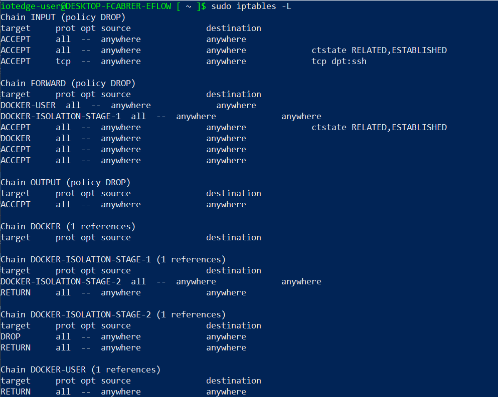 iptables EFLOW predeterminadas