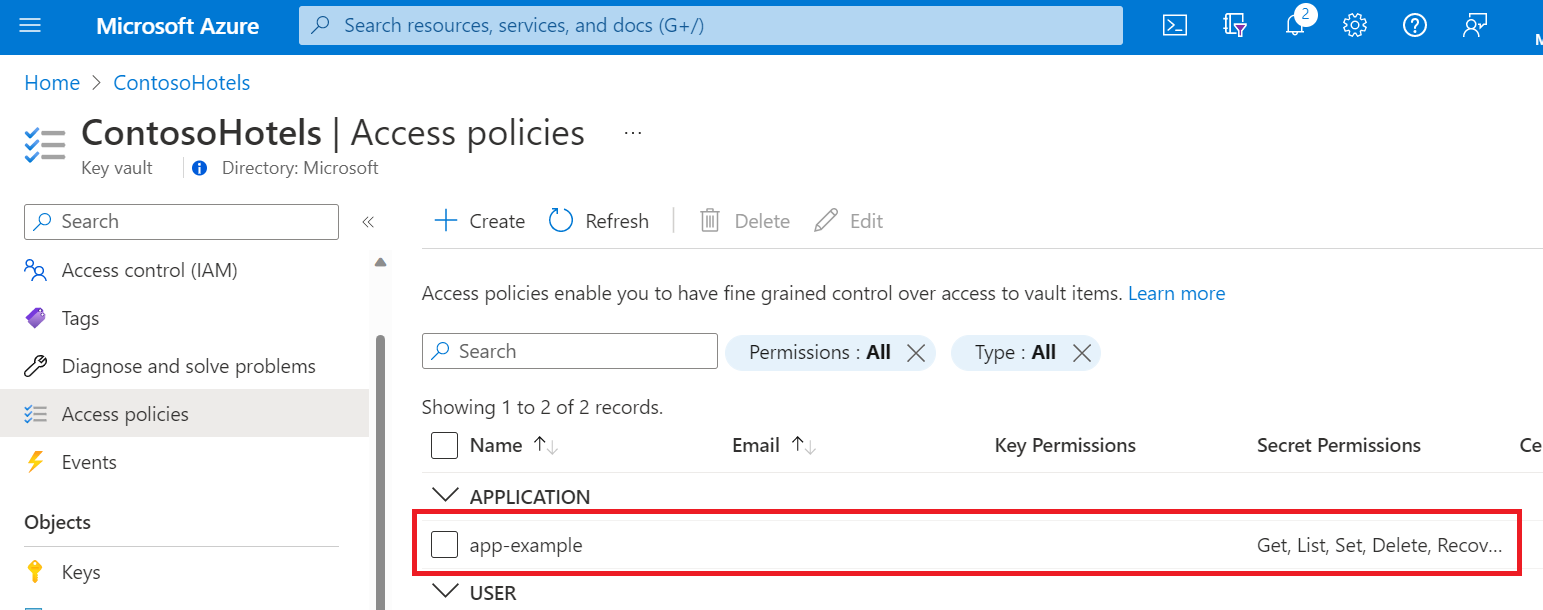 Almacenamiento de los cambios en las directivas de acceso