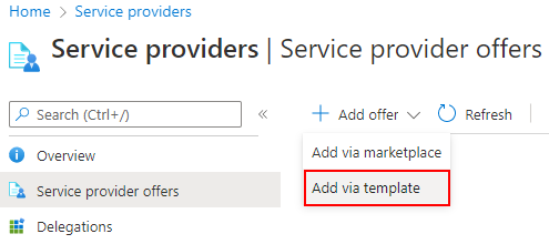 Captura de pantalla que muestra la opción Agregar mediante plantilla en Azure Portal.