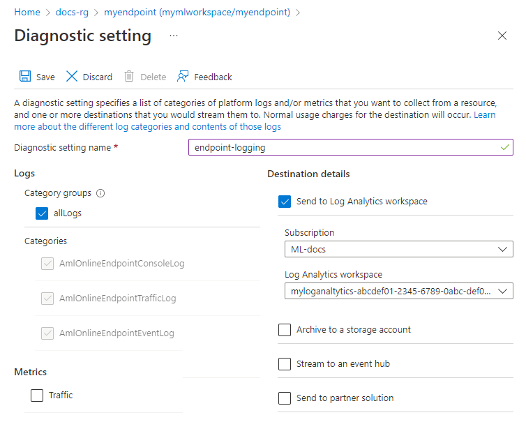 Captura de pantalla del cuadro de diálogo de configuración de diagnóstico.