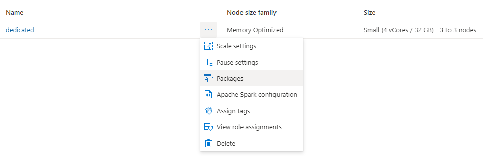 Instalación de paquetes de mlflow en Azure Synapse Analytics