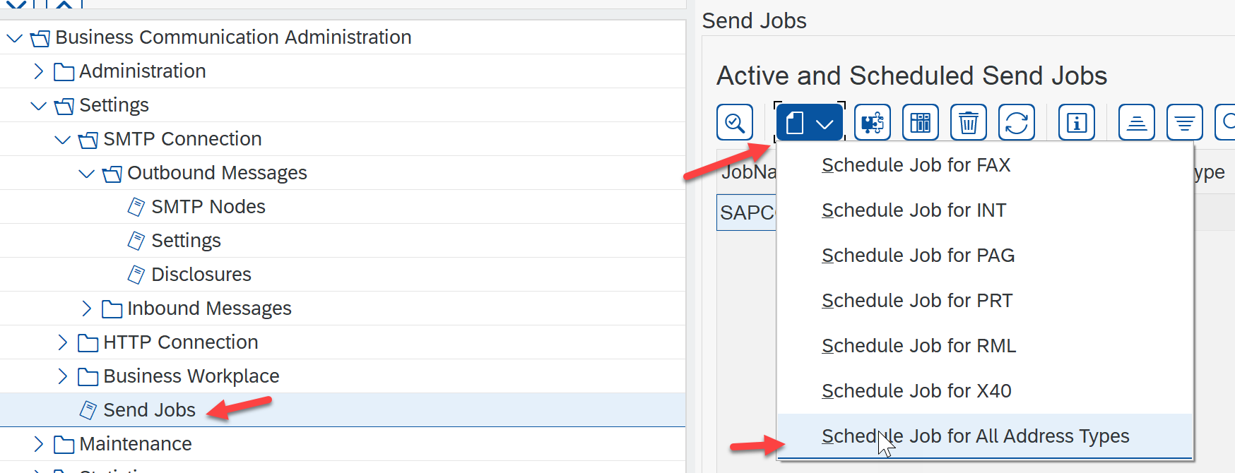 Trabajo de programación de SMTP para enviar