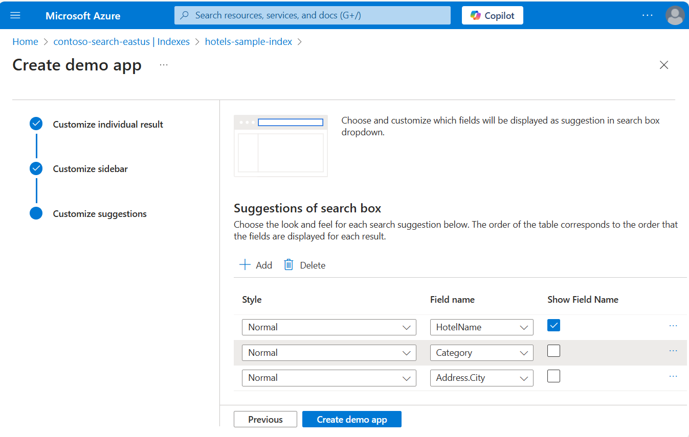 Configuración de sugerencias de consulta