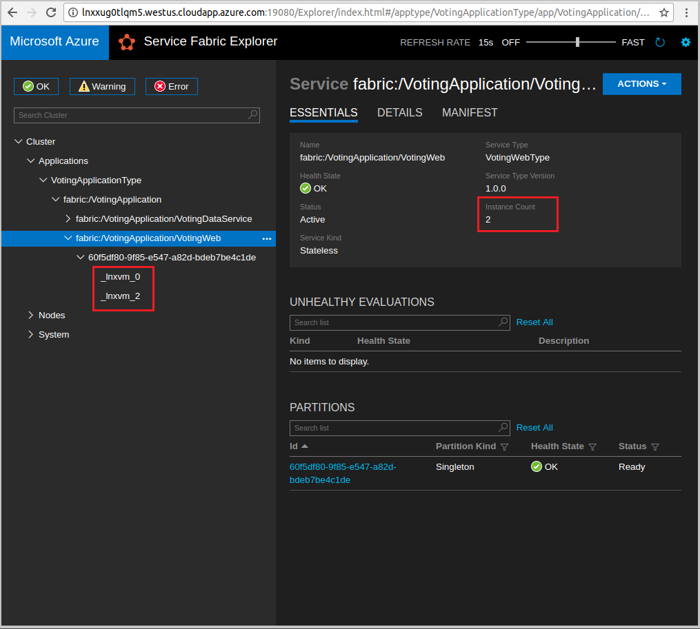 Servicio escalado en Azure Service Fabric