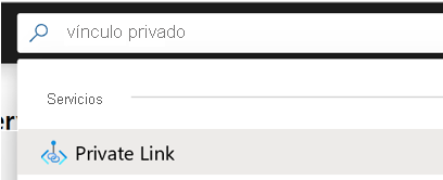 Muestra la búsqueda de Private Link Center en Azure Portal.