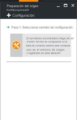 Captura de pantalla que muestra cómo seleccionar el servidor de configuración.