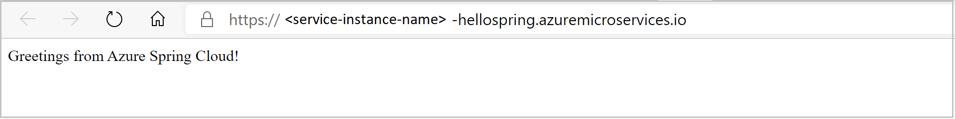 Captura de pantalla de la aplicación hello spring como se muestra en el explorador.