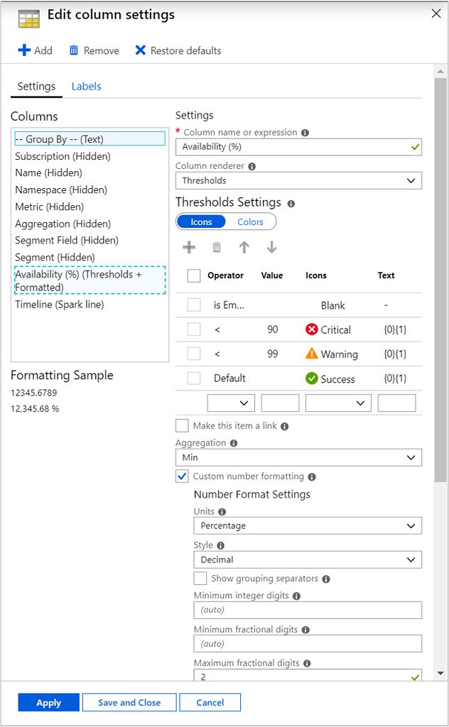 Modificación del valor de umbral de disponibilidad de estado crítico