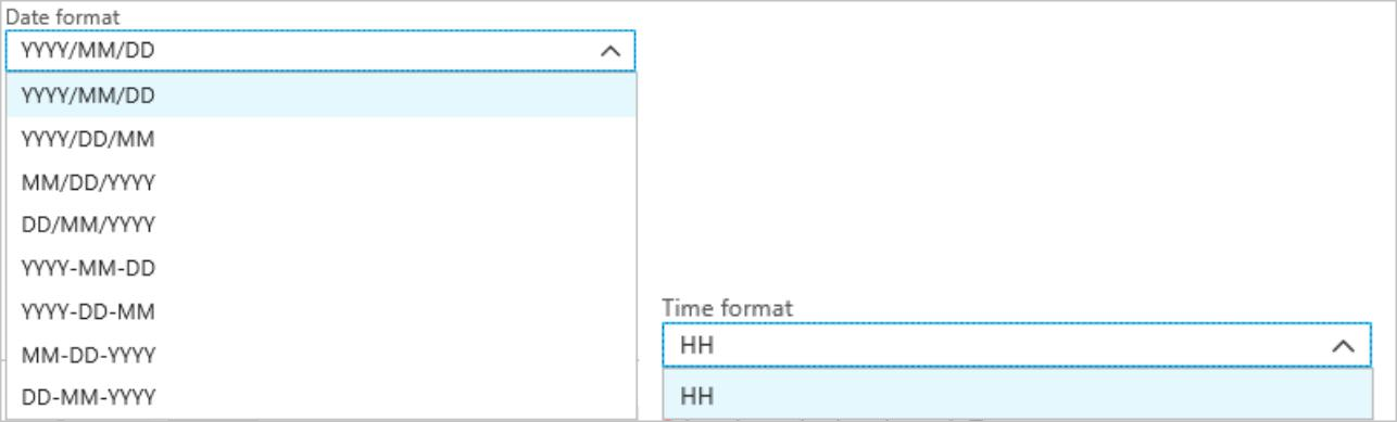 Captura de pantalla que muestra los formatos DateTime antiguos de Stream Analytics.