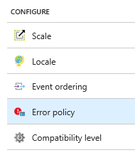 Ubicación de las directivas de errores de salida en Azure Stream Analytics