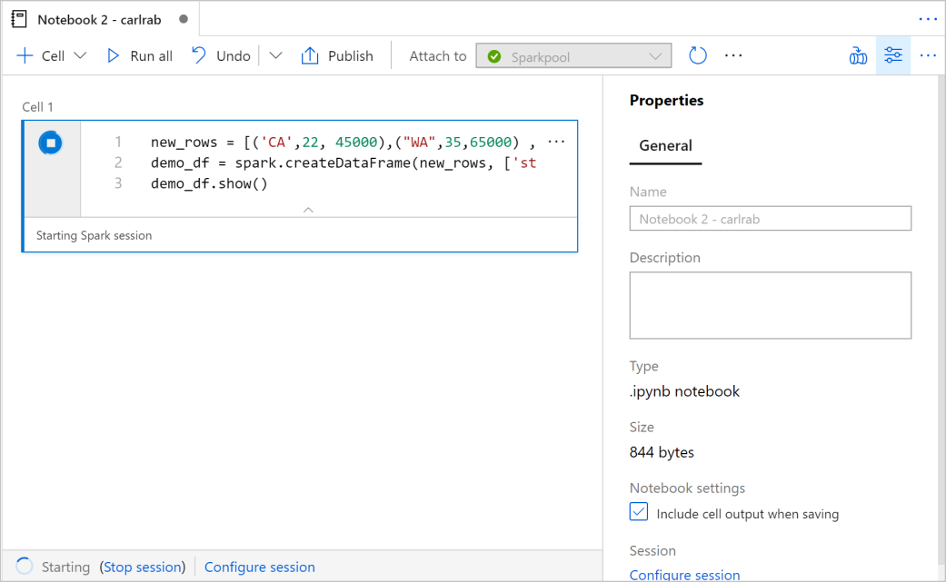 Creación de un objeto de trama de datos