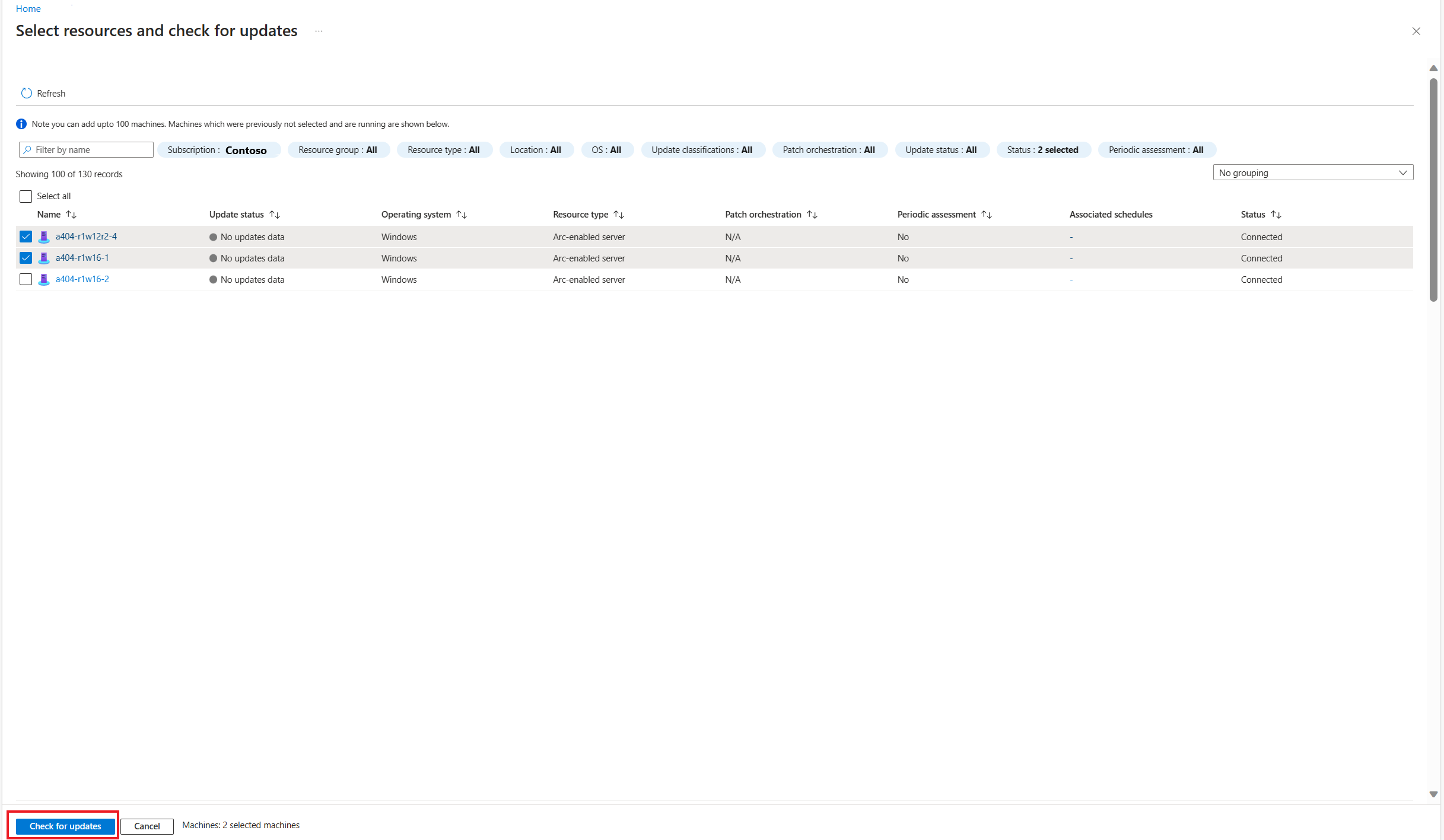 Captura de pantalla que muestra la comprobación de actualizaciones de Información general.