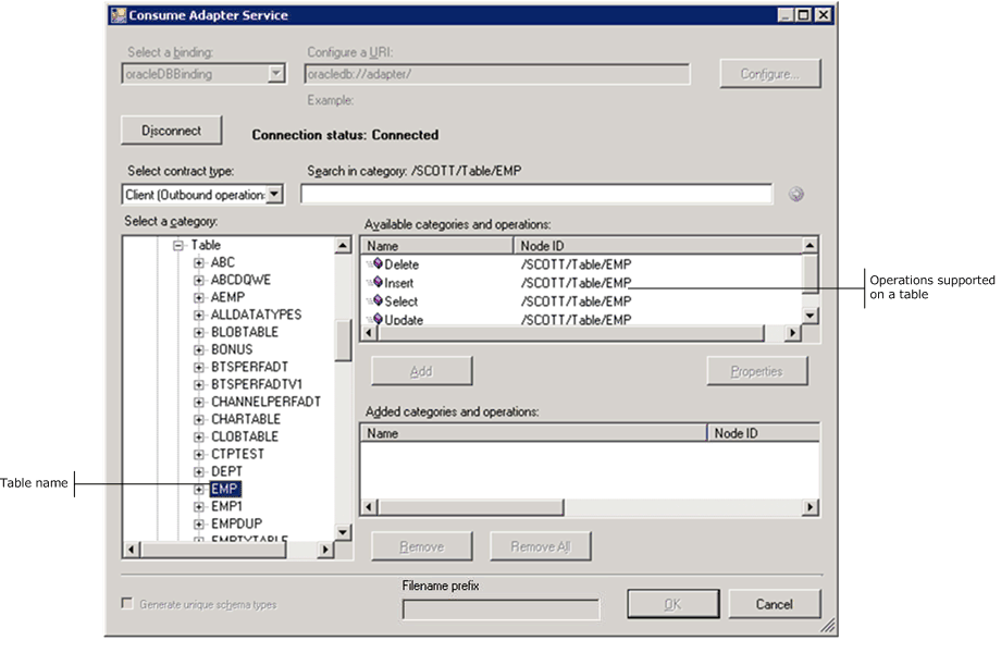 Examinar tablas en una base de datos de Oracle