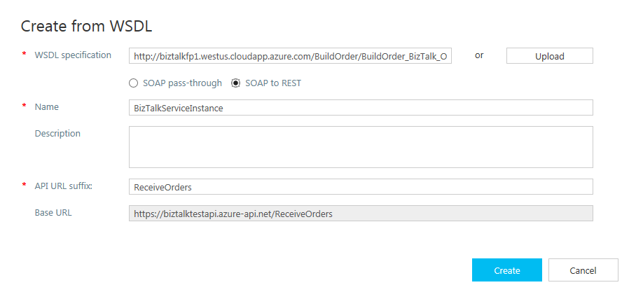 create API from WSDL BizTalk (Crear API desde WSDL BizTalk)