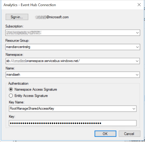 Seleccione la instancia de Azure Event Hubs en BizTalk Server