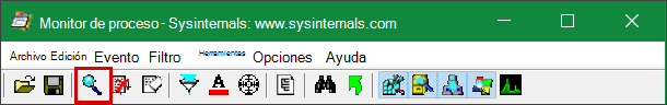 Captura de pantalla que muestra el icono de lupa.