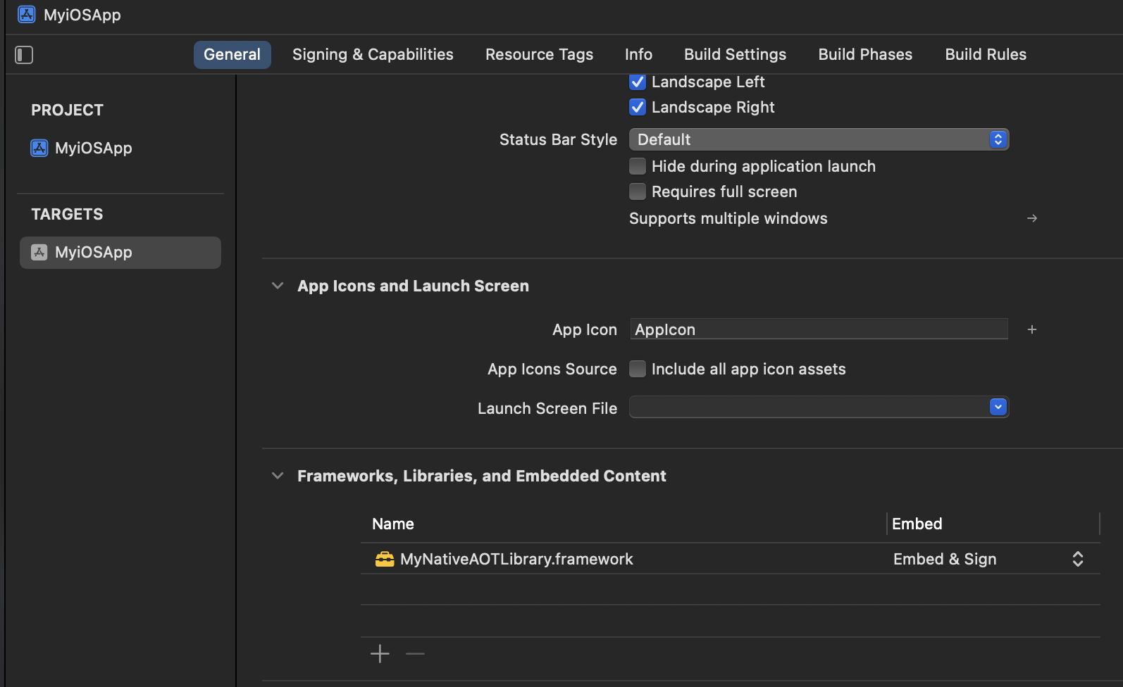 Referencia de Xcode add framework