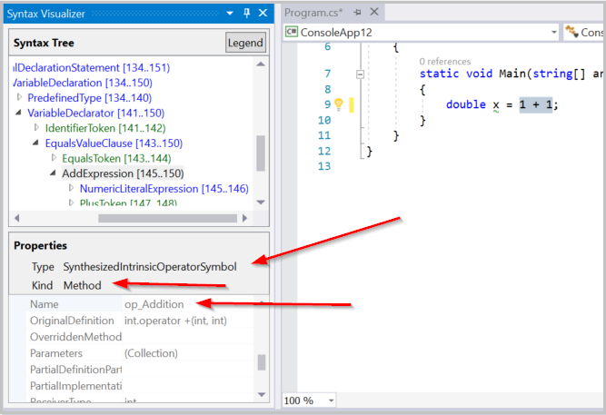 Propiedades de símbolo en Syntax Visualizer