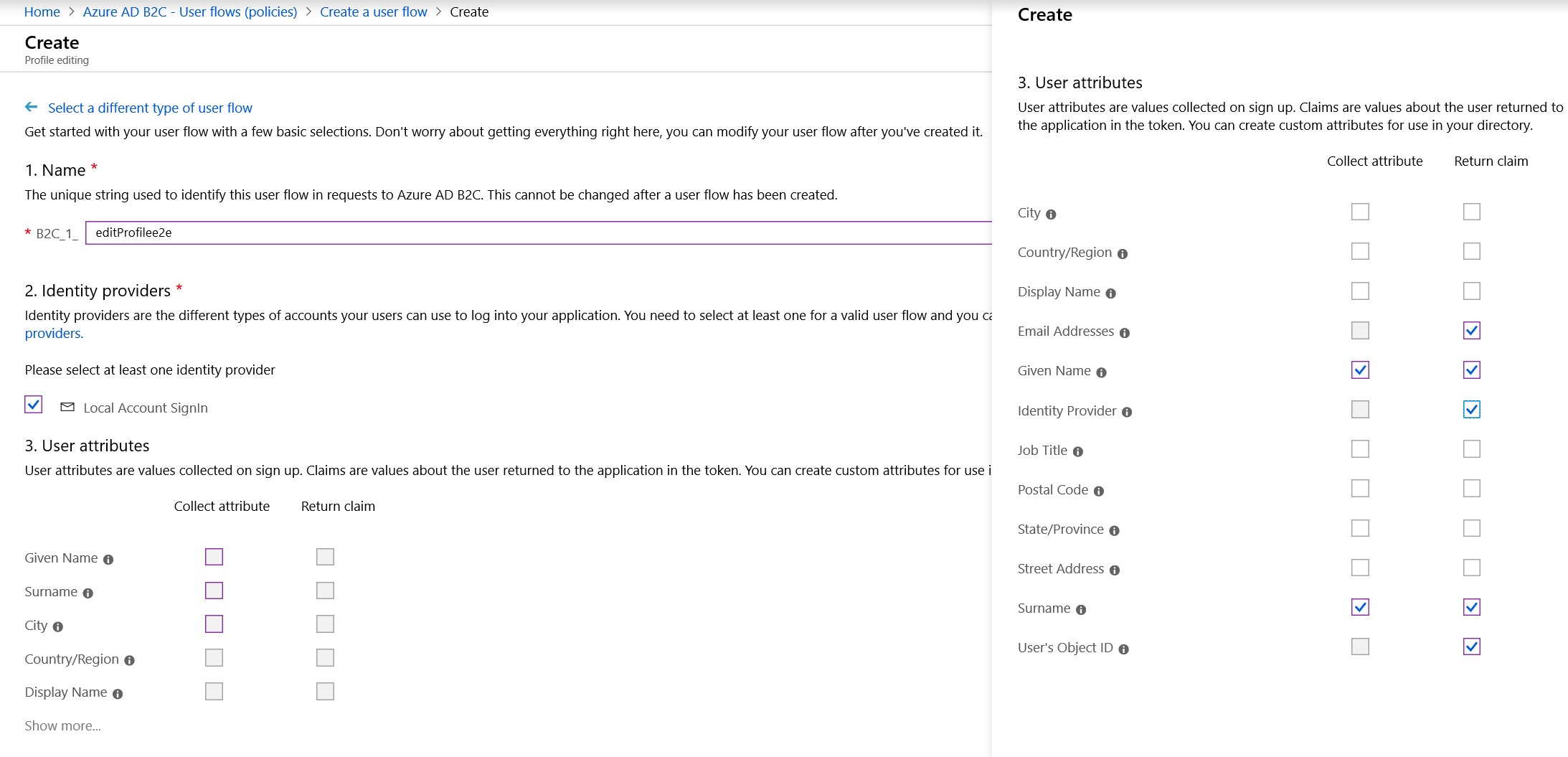 Example of the Microsoft Entra B2C profile editing user flow