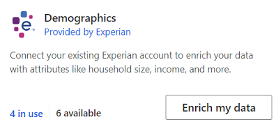 Icono de Experian en la página de información general de enriquecimiento. 